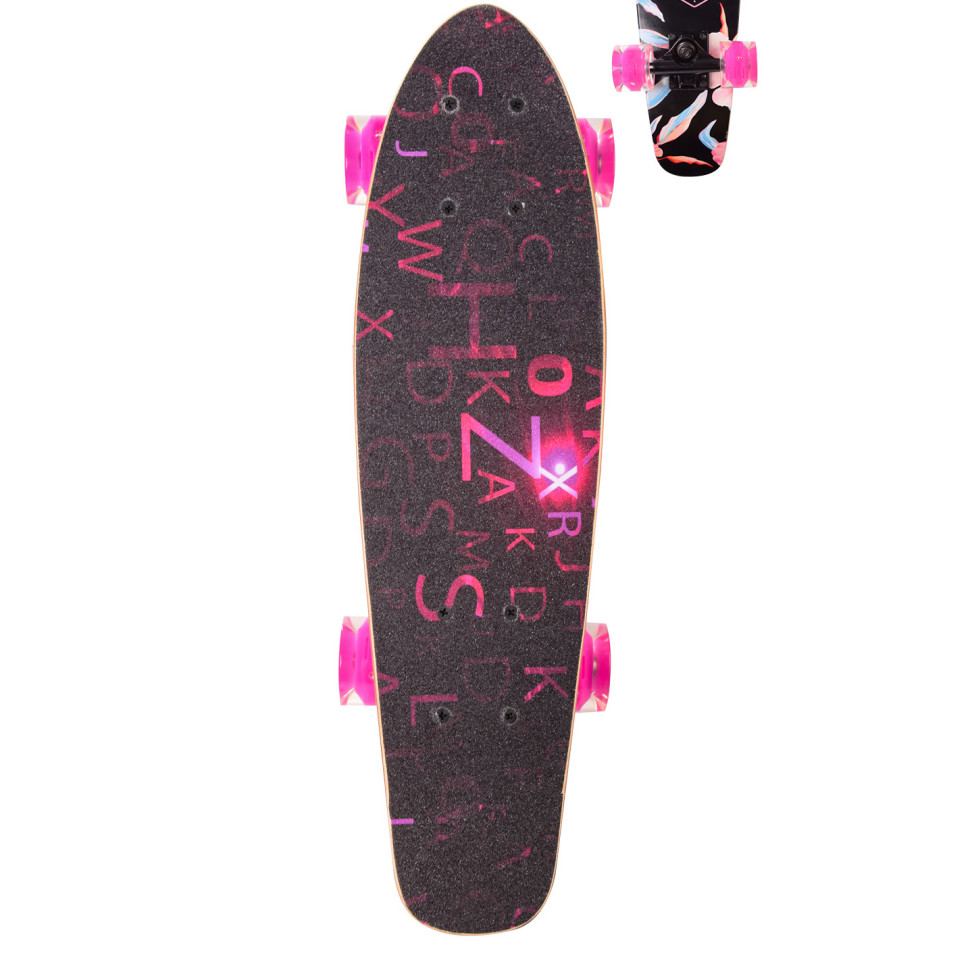 Дитячий скейт, лонгборд 22″ LB21001 (RL7T), колеса PU зі світлом (Рожевий)