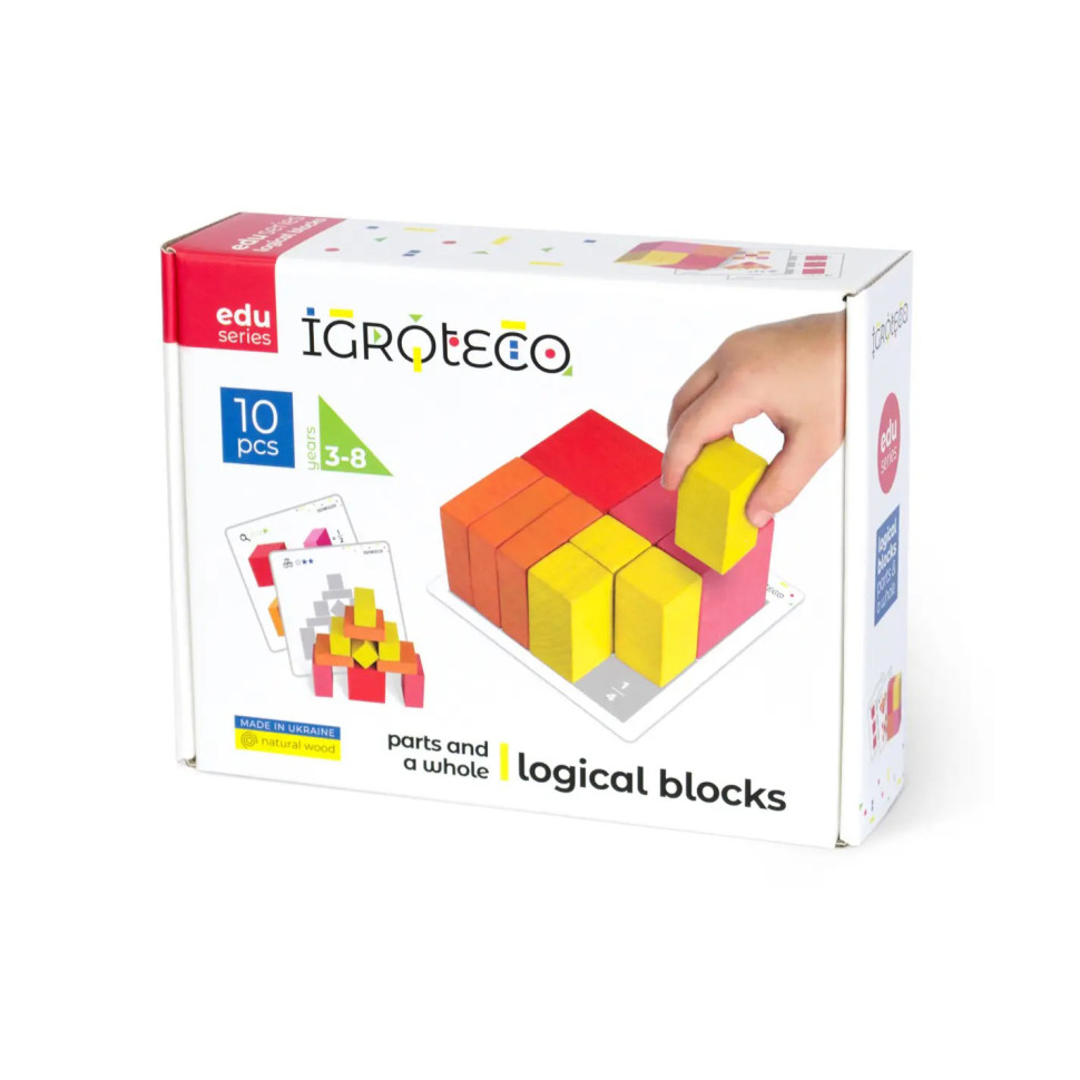 Дитячі дерев’яні кубики “Частини та ціле” Igroteco 900460 20 кубиків