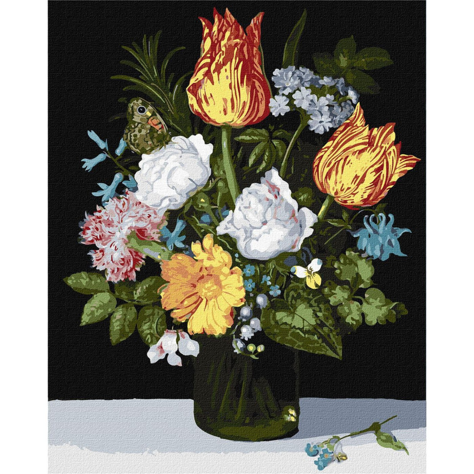 Картина за номерами  “Натюрморт з квітами в склянці” ©Ambrosius Bosschaert de Oude Ідейка KHO3223 40х50 см