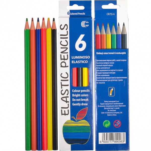 Дитячі олівці для малювання CR755-6 Luminoso elastico “С”, 6 кольорів