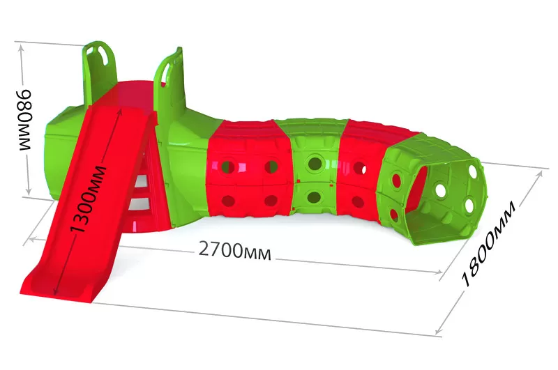 Дитяча Гірка з тунелем DOLONI-TOYS 01470 /, 3 різних кольори  (Червоно-зелена)